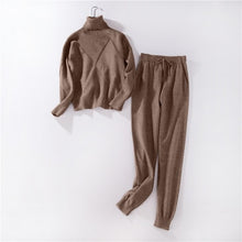 Load image into Gallery viewer, Autumn and Winter Explosions Sportswear High Collar Sweater Knit Pants Suit Casual Women's Two-piece Suit