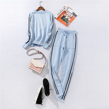 Load image into Gallery viewer, Autumn and Winter Explosions Sportswear High Collar Sweater Knit Pants Suit Casual Women's Two-piece Suit